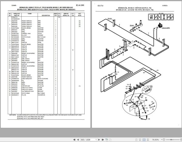 Hidromek Backhoe Loader HMK 102B MAESTRO Spare Parts Catalog 115000 EN TR 1