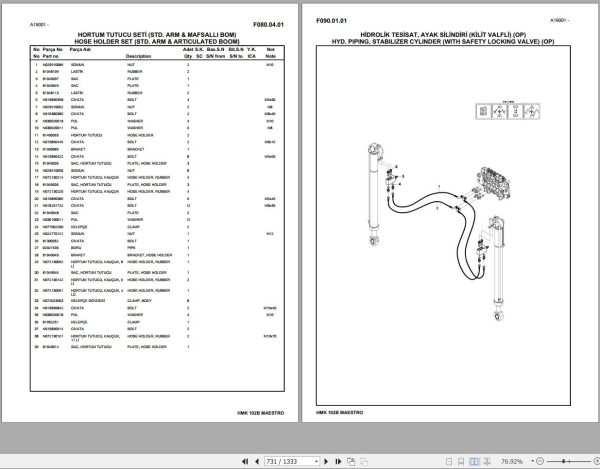 Hidromek Backhoe Loader HMK 102B MAESTRO Spare Parts Catalog A19001 REXROTH EN TR 1