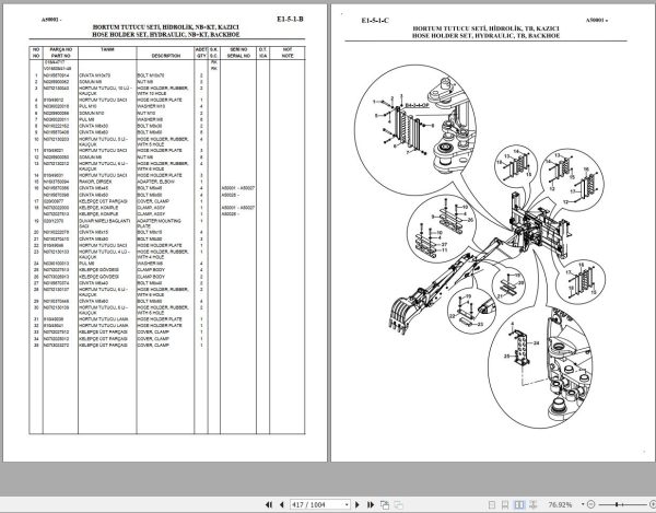 Hidromek Backhoe Loader HMK 102B MAESTRO Spare Parts Catalog A50001 EN TR 1