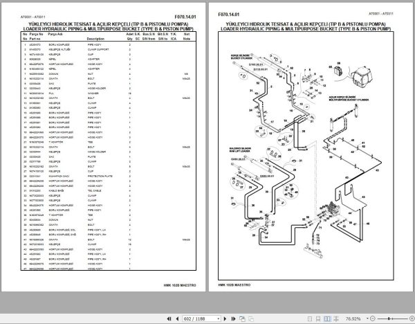 Hidromek Backhoe Loader HMK 102B MAESTRO Spare Parts Catalog A70001 REXROTH EN TR 1