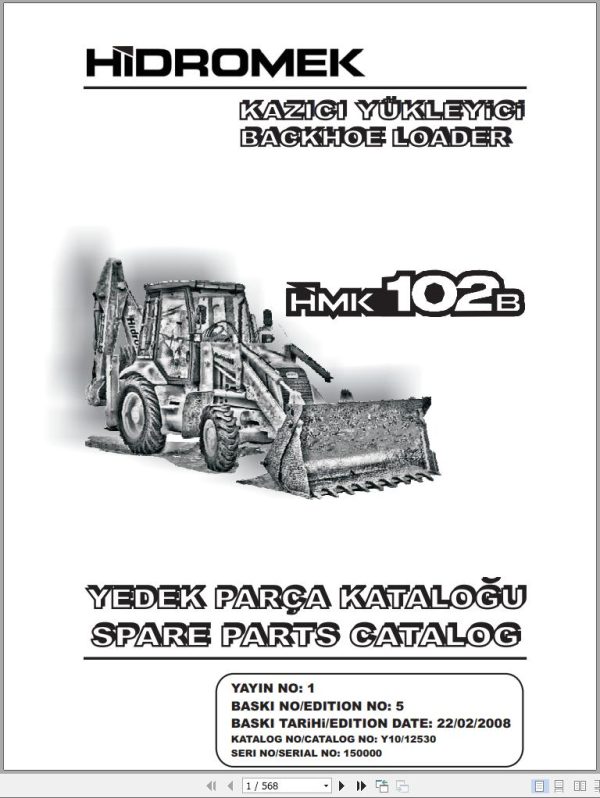 Hidromek Backhoe Loader HMK 102B Spare Parts Catalog 150000 EN TR