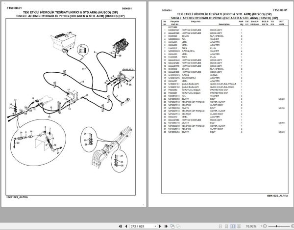 Hidromek Backhoe Loader HMK 102S ALPHA Spare Parts Catalog S090001 EN TR 1