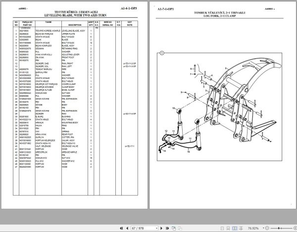 Hidromek Backhoe Loader HMK 102S MAESTRO Spare Parts Catalog A60001 EN TR 1