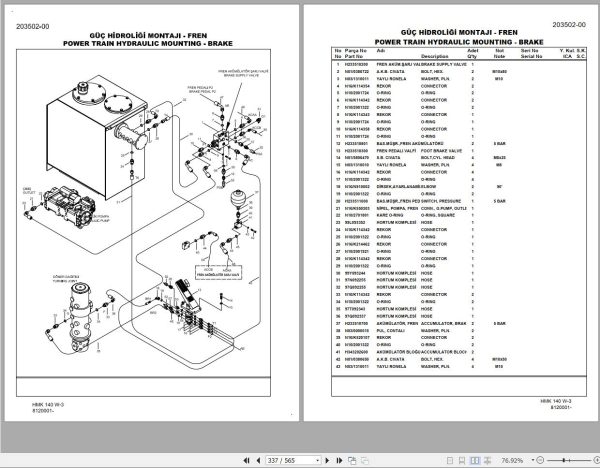 Hidromek Excavator HMK 140 W 3 Spare Parts Catalog 8120001 Mitsubishi Engine EN TR 1