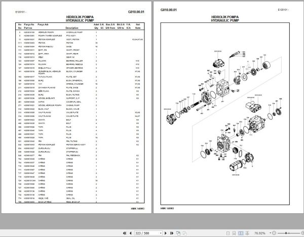Hidromek Excavator HMK 140 W3 Spare Parts Catalog E120101 Izusu Engine EN TR 1