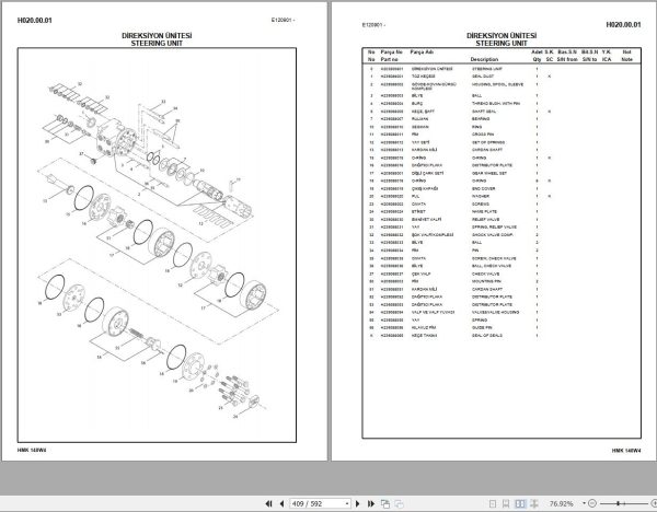 Hidromek Excavator HMK 140 W4 Spare Parts Catalog E120901 Izusu Engine EN TR 1