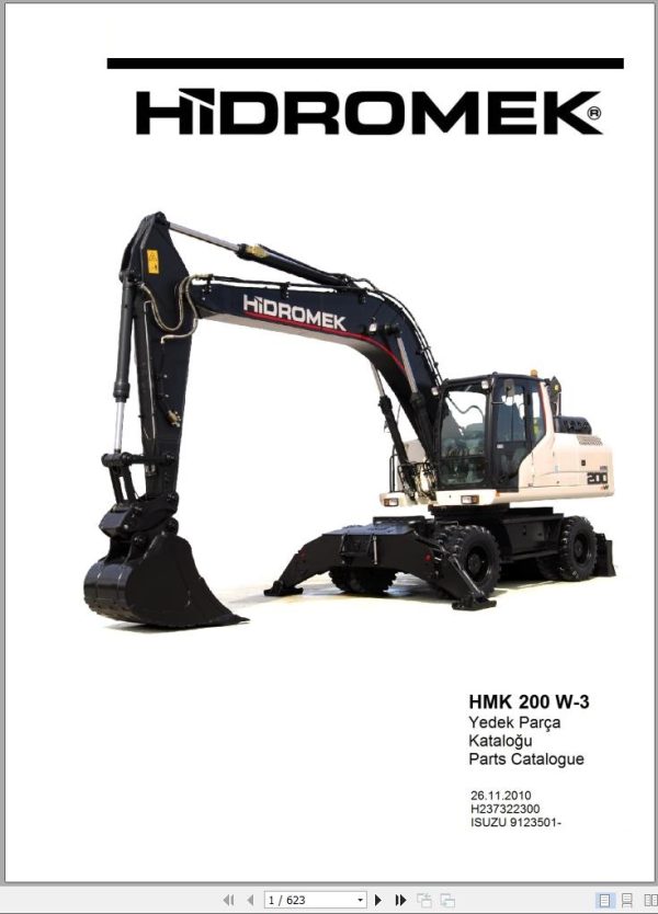 Hidromek Excavator HMK 200 W 3 Spare Parts Catalog 9123501 Izusu Engine EN TR