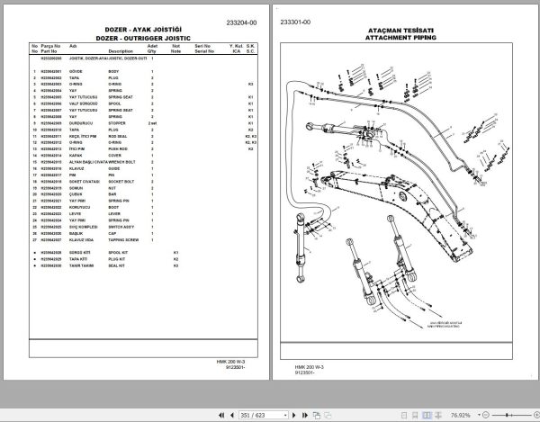 Hidromek Excavator HMK 200 W 3 Spare Parts Catalog 9123501 Izusu Engine EN TR 1