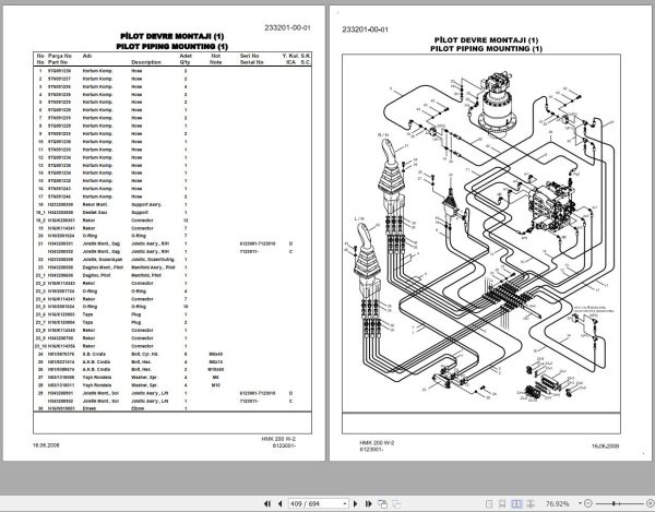 Hidromek Excavator HMK 200 W2 Spare Parts Catalog 6123001 Mitsubishi Engine EN TR 1