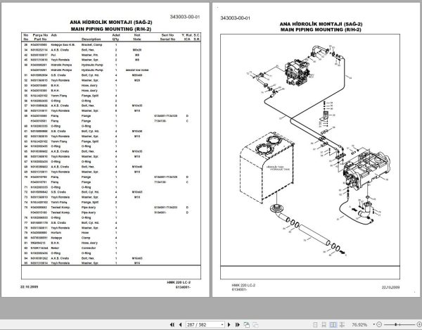 Hidromek Excavator HMK 220 LC 2 LR Spare Parts Catalog 6134001 Mitsubishi Engine EN TR 1