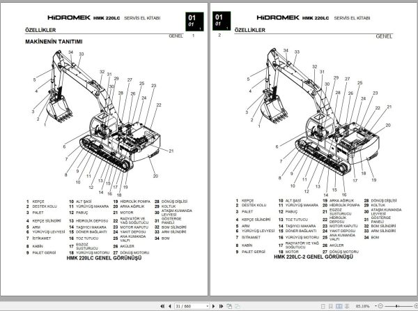 Hidromek Excavator HMK 220LC 2 Service Manual TR 1