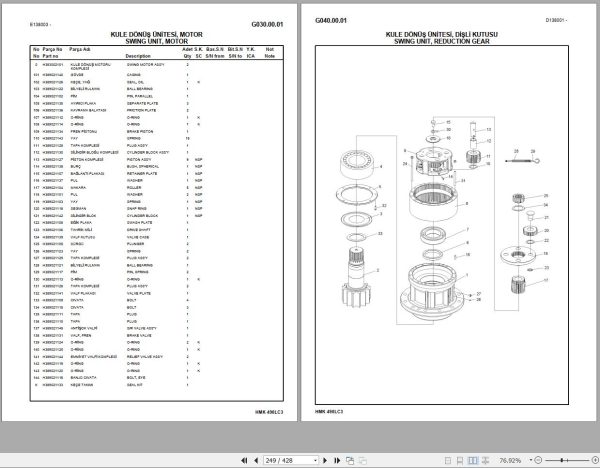 Hidromek Excavator HMK 490 LC3 Spare Parts Catalog D138001 Izusu Engine EN TR 1