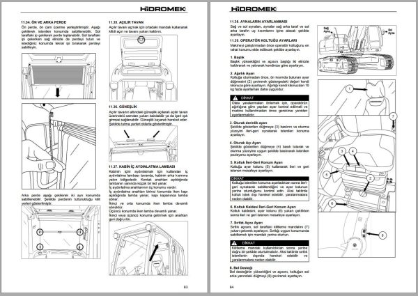 Hidromek Excavator HMK140LC 3B to HMK370LC3BLR Operation and Maintenance Manual TR 1