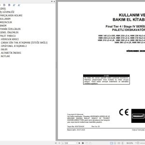 Hidromek Excavator HMK145LC 4SR to HMK500LC 4 Operation and Maintenance Manual TR