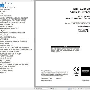 Hidromek Excavator HMK220LC 2 to HMK300LCLR Operation and Maintenance Manual TR