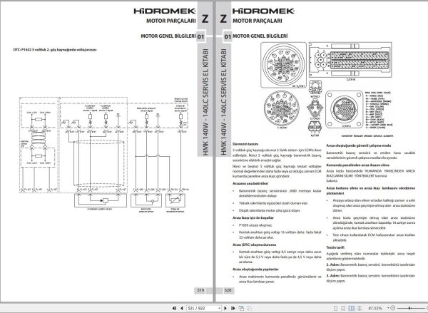 Hidromek Isuzu Diesel Engine 4JJ1X Tier 3 HMK 140W 140LC Service Manual TR 1