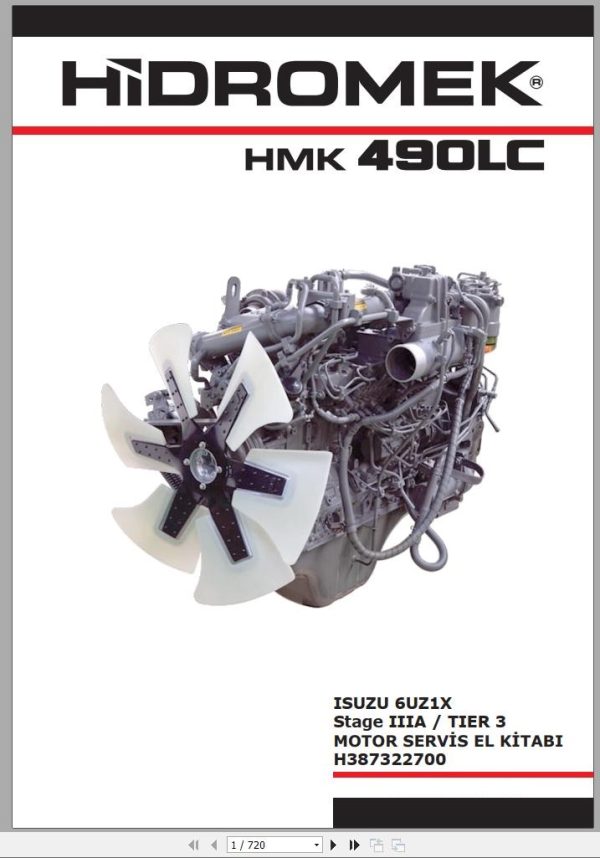 Hidromek Isuzu Diesel Engine 6UZ1X Stage IIIA Tier 3 HMK 490LC Service Manual TR