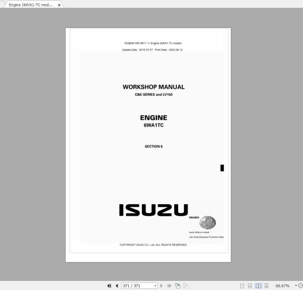 Isuzu Truck CE LV Series Workshop Service Manual PDF 1