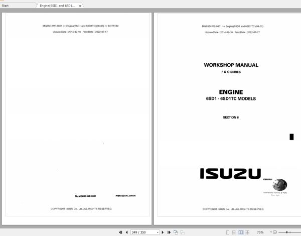 Isuzu Truck F Series Workshop Service Manual PDF 0