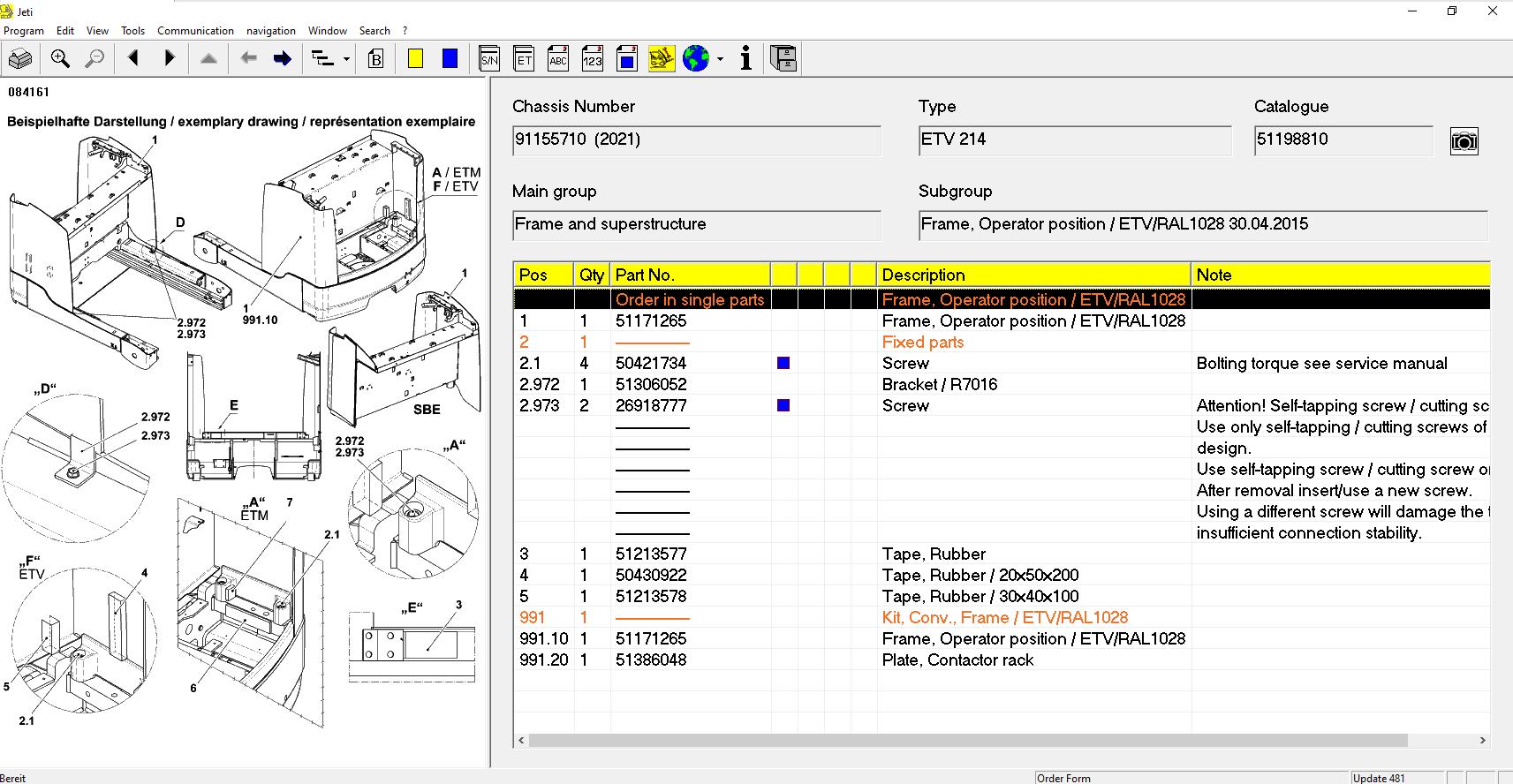 JUNGHEINRICH JETI ForkLift ET v4.36 Updated 481 10.2022 Spare Parts