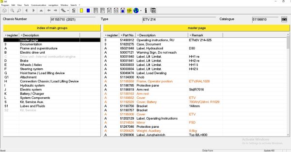 JUNGHEINRICH JETI ForkLift ET v4.37 Updated 480 10.2022 Spare Parts Catalog 3