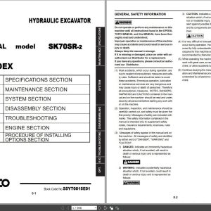 Kobelco Hydraulic Excavator SK70SR 2 Shop Manual 1