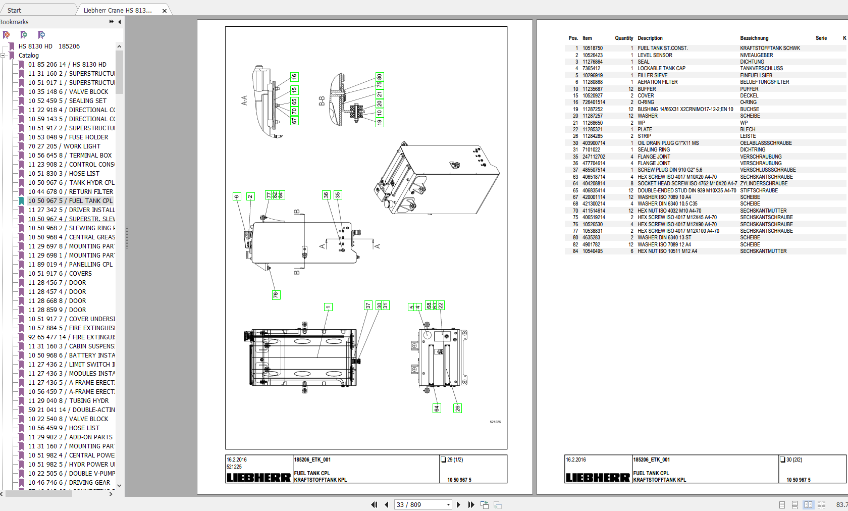 Liebherr Crane HS 8130 HD 185206 Operating Manual Technical Information Spare Parts Catalog EN DE 2