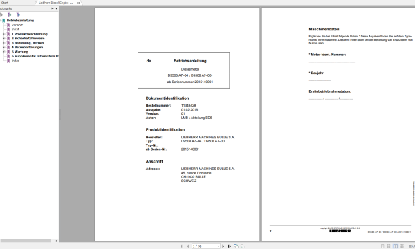 Liebherr Crane HS 8130 HD 185206 Operating Manual Technical Information Spare Parts Catalog EN DE 3