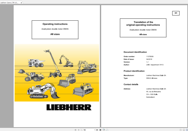 Liebherr Crane LTM 1050 3.1 Operating Manual LICCON Workshop Repair Manual Engine 1
