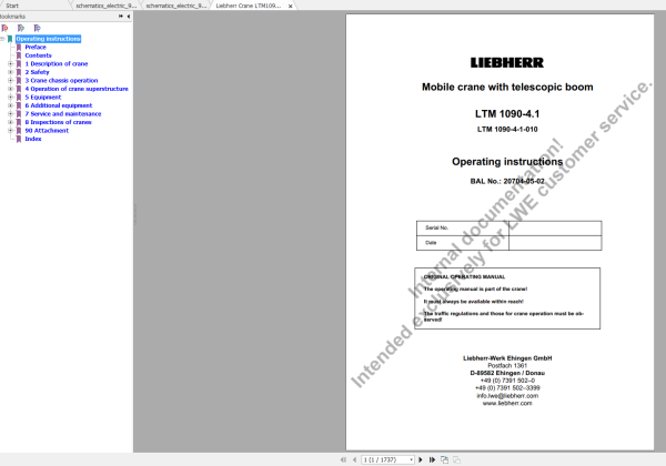 Liebherr Crane LTM 1090 4.1 Circuit Diagram Operating Instruction 4