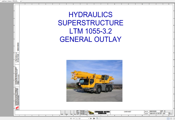 Liebherr Crane LTM1055 3.2 Superstructure General Outlay Hydraulic Digram 986639908 1
