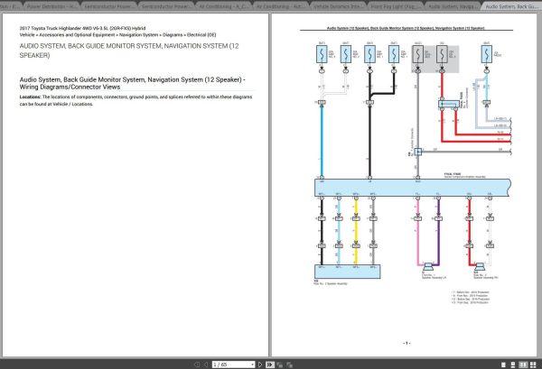 Toyota Highlander 2017 4WD V6 3.5L 2GR FXS Hybrid Electrical Wiring Diagrams 2