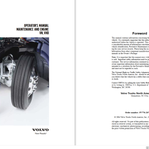 Volvo Trucks Engines D11 D16 Service Manuals VN VHD Operators Manual 3