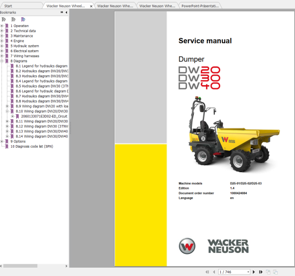 Wacker Neuson Wheel Dumper DW30 Operator Service Manual Spare Parts Catalog 1