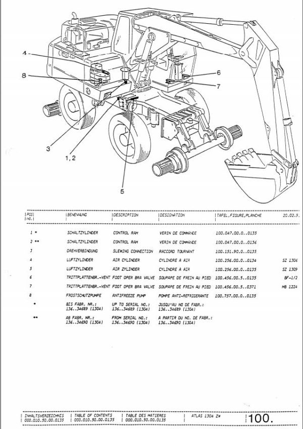 Atlas Excavator 1304K Spare Parts Catalog 2