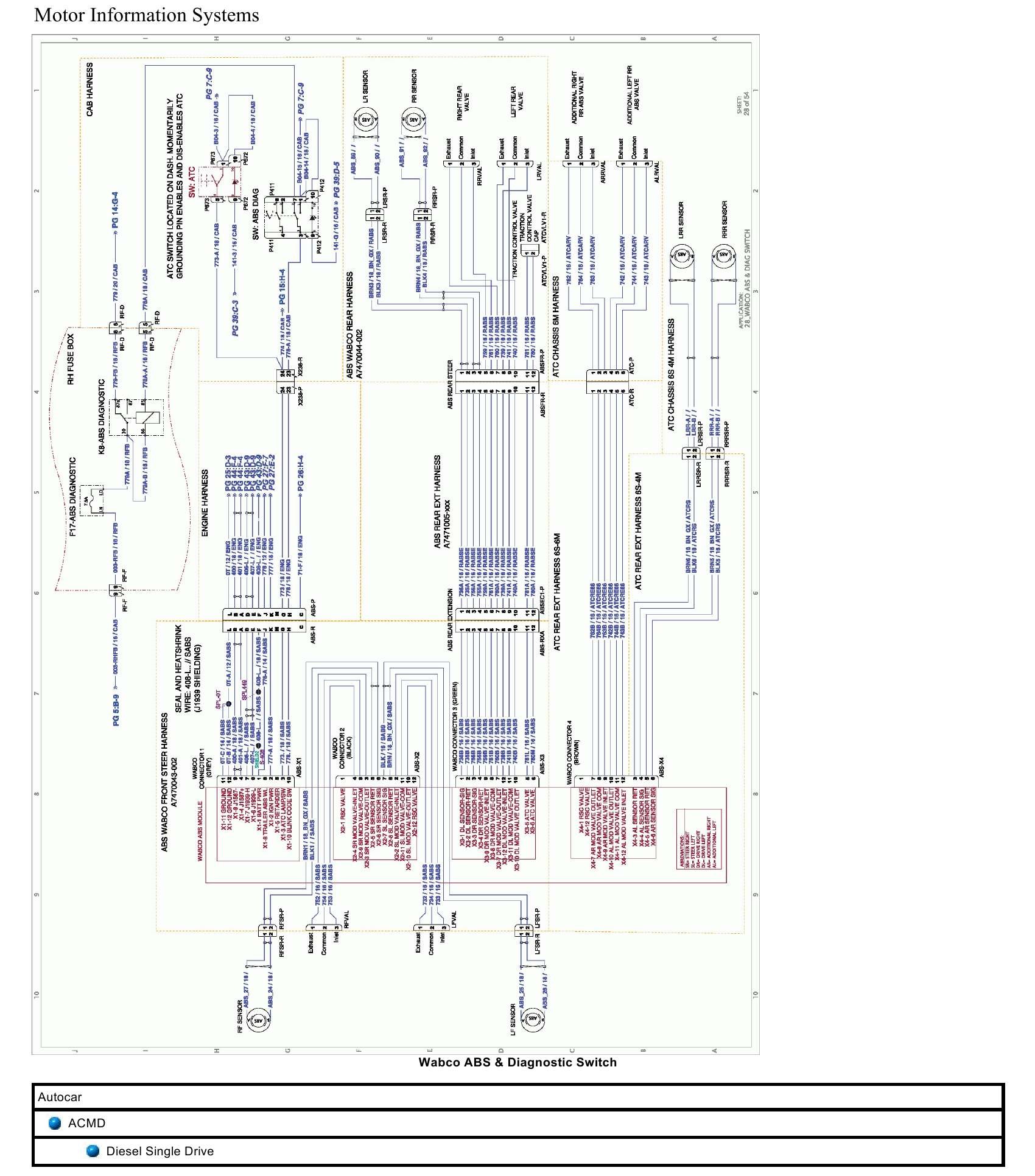 Autocar Truck ACMD Wiring Diagram Diesel Single Drive