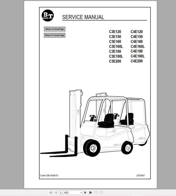 BT Forklift Some Model Update 620 MB Service Manual Part Manual 2