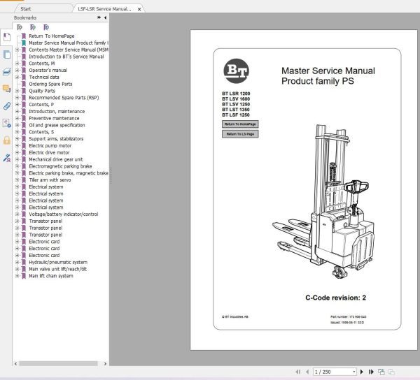 BT Forklift Some Model Update 620 MB Service Manual Part Manual 3