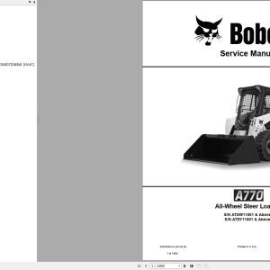 Bobcat All Wheel Steer Loader A770 Service Manual 2020