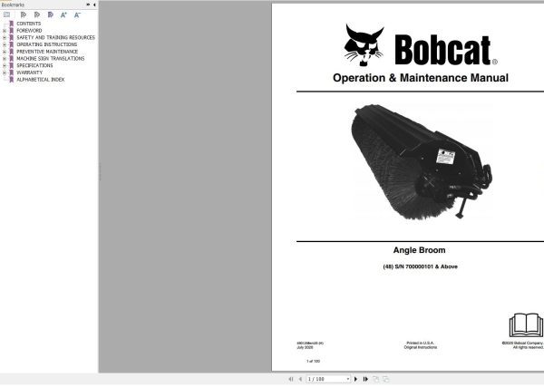 Bobcat Angle Broom 48 Operation and Maintenance Manual 6901268 07.2020