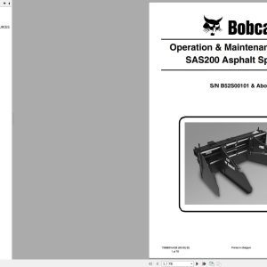 Bobcat Asphalt Spreader SAS200 Operation and Maintenance Manual 7398837 2020