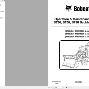 Bobcat Backhoe Loader B730 B750 B780 Operation and Maintenance Manual 7286755 2020