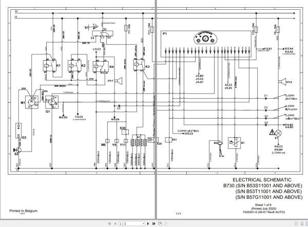 Bobcat Backhoe Loader B730 Electric Schematic 7402295 1