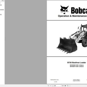 Bobcat Backhoe Loader B730 Operation and Maintenance Manual 2021