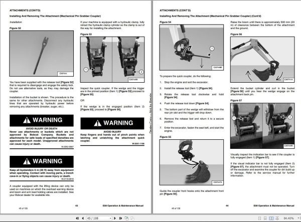 Bobcat Compact Excavator E08 Operation and Maintenance Manual 7349187 2020 1