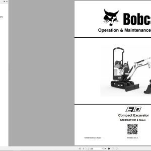 Bobcat Compact Excavator E10 Operation and Maintenance Manual 7334487 2020