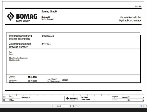 Bomag BM1x00 35 Hydraulic Schematic Function 244 V01 2015 EN DE