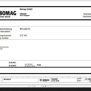 Bomag BM1x00 35 Hydraulic Schematic Function 272 01 000 2015 EN DE