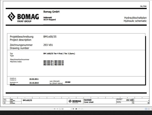 Bomag BM1x00 35 Hydraulic Schematic Function 293 01 2015 EN DE