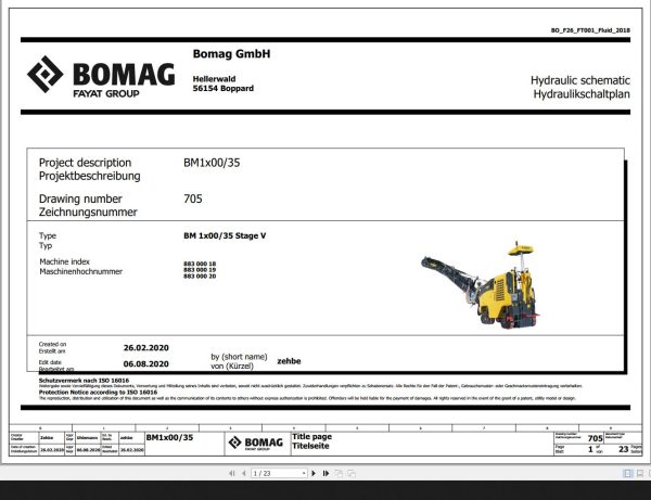 Bomag BM1x00 35 Hydraulic Schematic Function 705 2020 EN DE